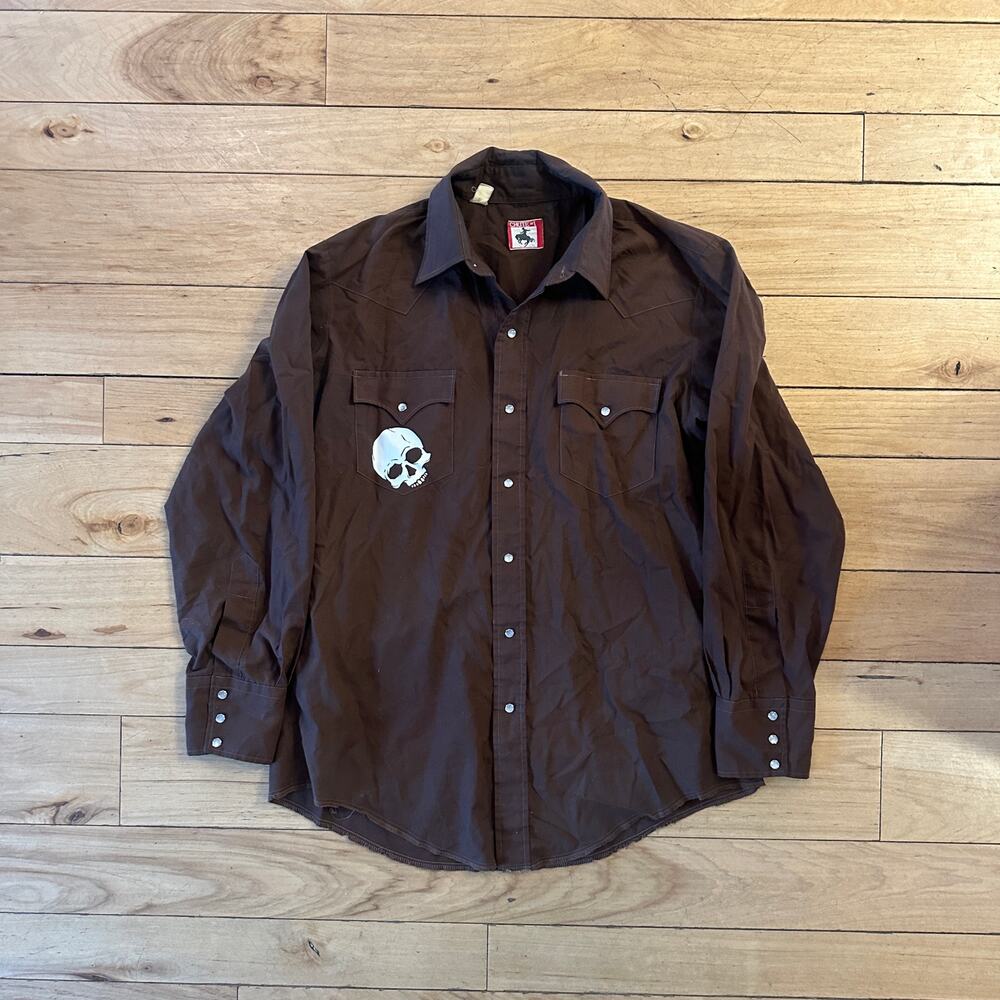 M Vintage Western Skate Pearl Snap Shirt